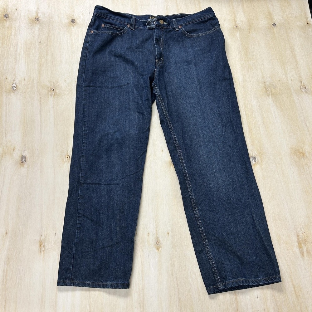 Lee Relaxed Fit Jeans Mens 38x30 Dark Blue Denim Relaxed Straight Leg Casual‎